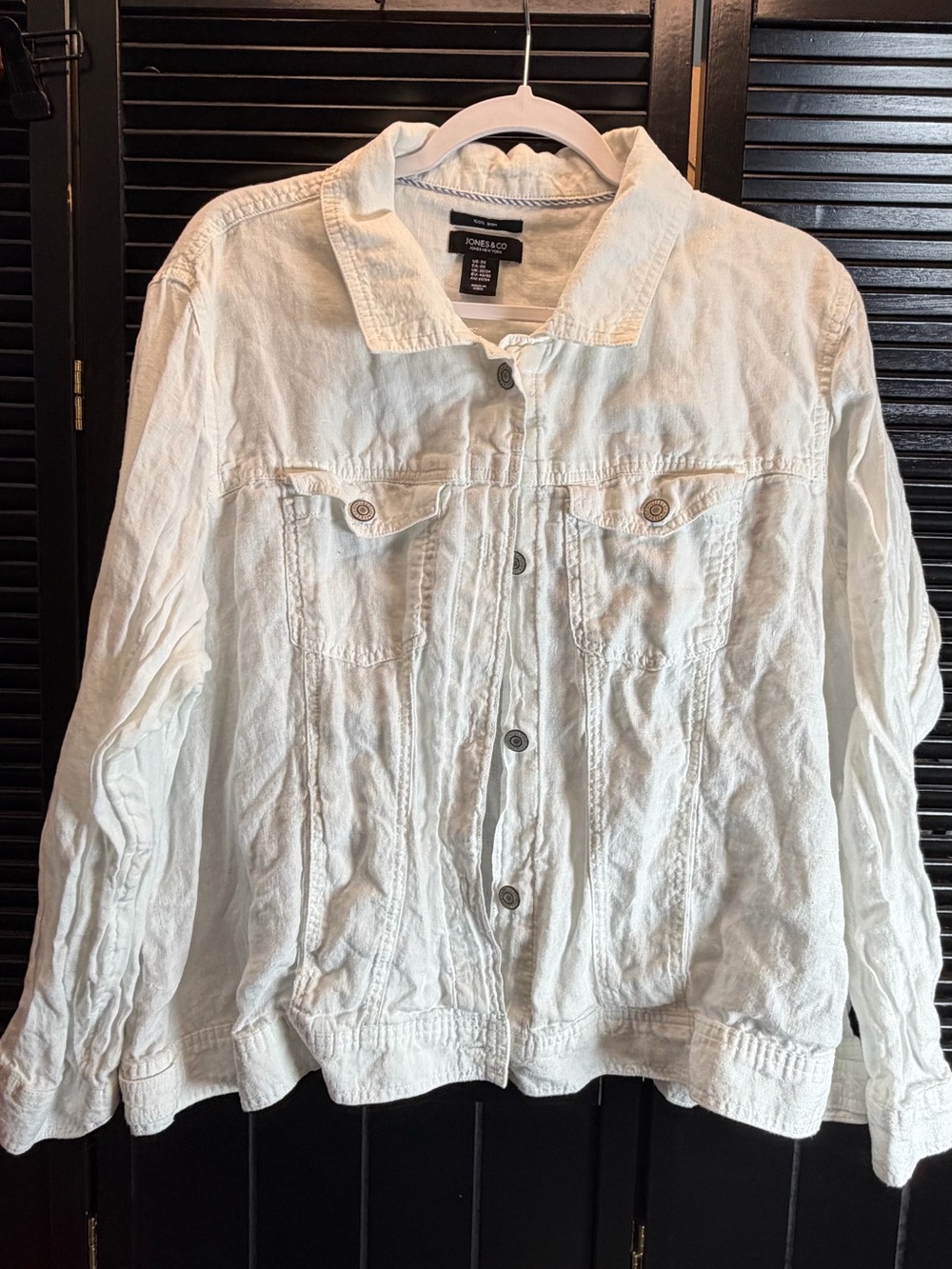 Jones New York White Denim Jacket - Button-Front Utility Style